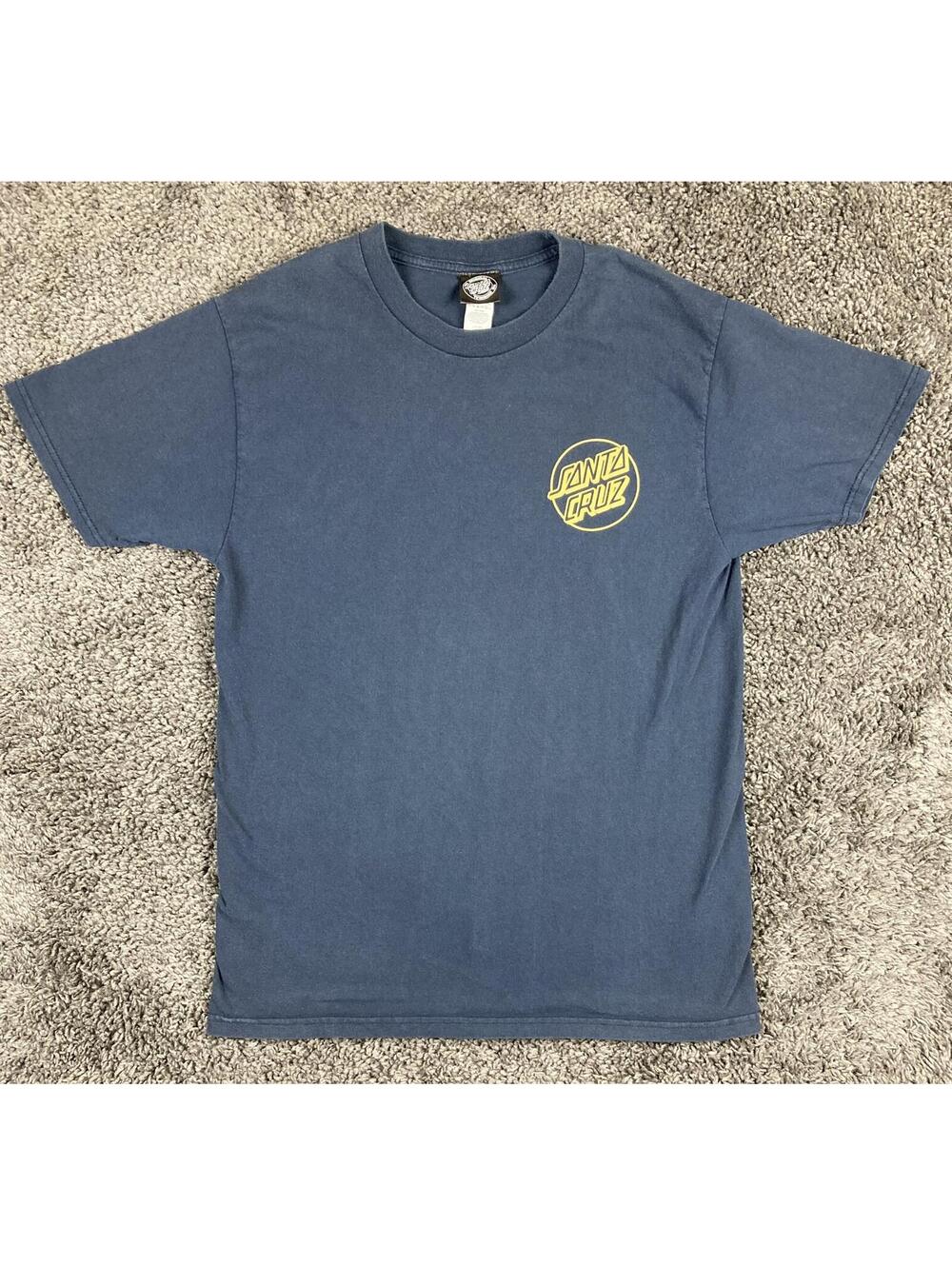 Santa Cruz Skateboards Shirt Mens Navy Blue Opus Dot Big Logo Tee Sz Medium